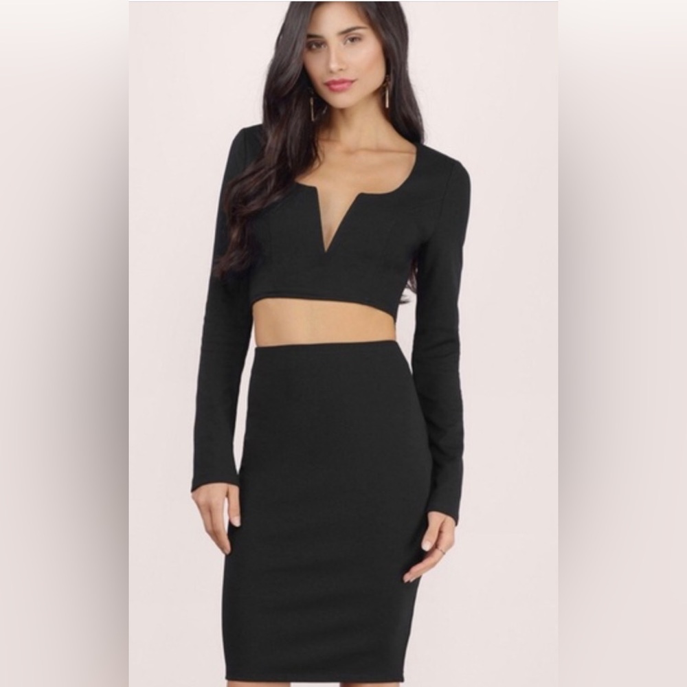 Tobi Black Two Piece Bodycon Set